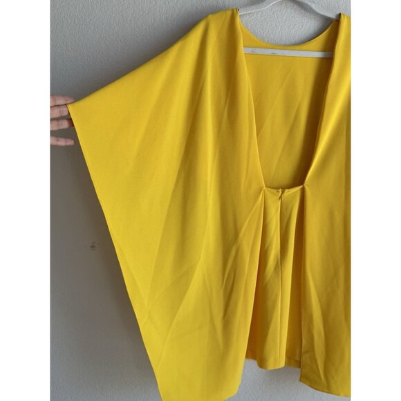 ZARA Women's Open Back Yellow Ruffle Cape Mini Dress Size Small Modest‎ - Picture 9 of 12